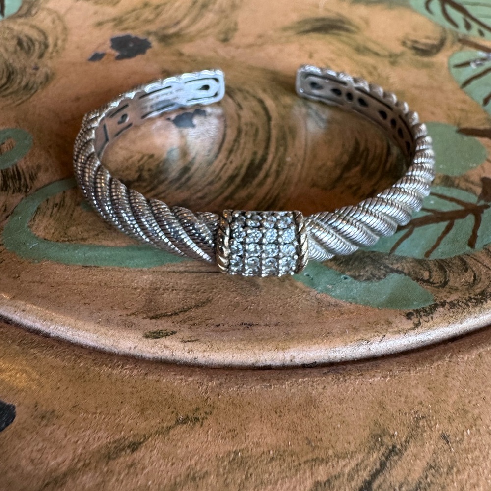 Judith Ripka Silver Bracelet with Crystal Accents